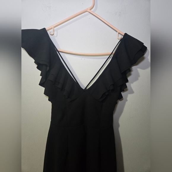 NWT Hello Molly Women's Small Size 4 Hi-Low Ruffle Hem Black Maxi Dress - Picture 10 of 12